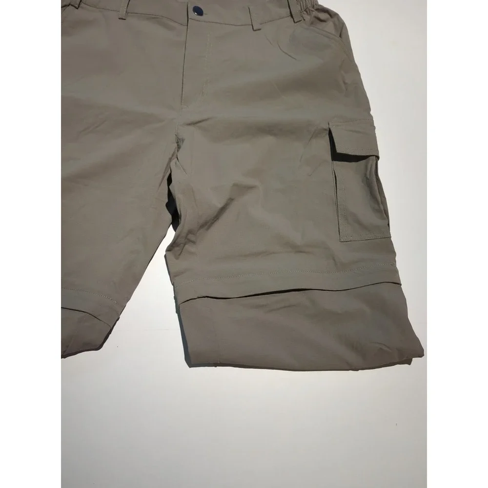 NONWE Mens Convertible Cargo Hiking Pants Sz 32x30.5 Khaki Zip Off Gorpcore